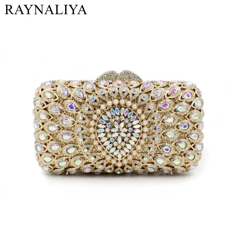 

Gold Diamond Rhinestone Evening Clutch Bag Free Shipping Finger Ring Handbag Purse Wedding Party Bags Smyzh-e0034