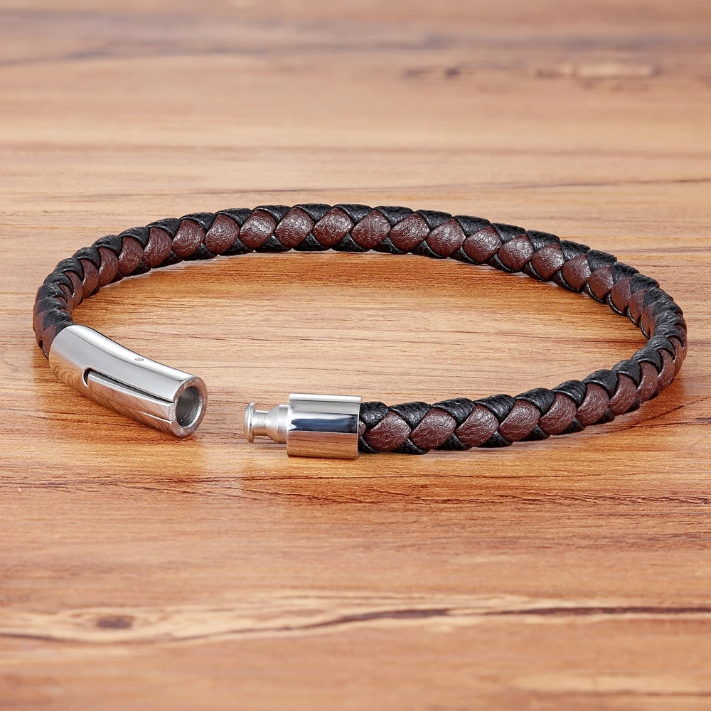 

TYO Vintage Personality Braided Bracelet For Men Brown/Blue Color Hang Decorations Grid Texture Wrap Bracelet Men Jewelry