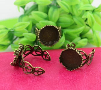 

Set of 100pcs Kawaii Ring Blanks Bronze Plated Adult Adjustable Ring with 15mm round Pad,Victorian fittings Beads Ring-JA0049
