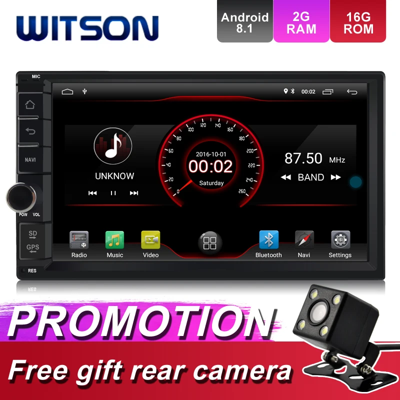 

WITSON Android 8.1 Universal Double Din DVD Player 1080P HD Video Built-In WiFi Module Mirror Link/TPMS/DVR/OBD/4G modem support