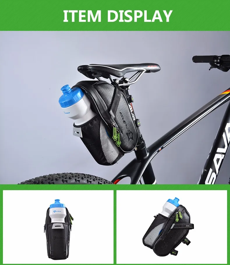 Cheap ROCKBROS Rainproof Bike Bicycle Rear Bag With Water Bottle Pocket Bicycle Tail Seat Saddle Bag Reflective Pouch Bike Accessories 7