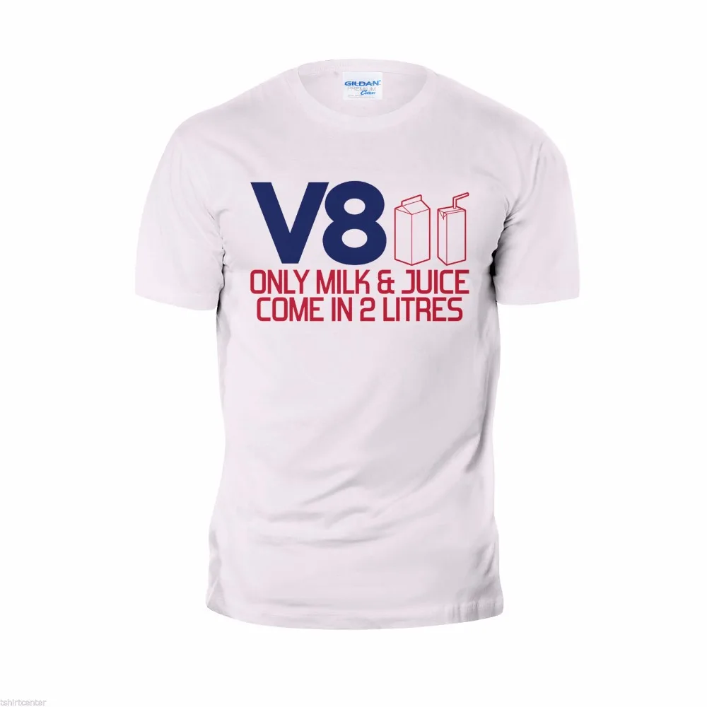 cheap 2019 Creative Novelty O Neck T Shirt New T Shirt Funny Only Milk Comes In 2 Litres V8 Power Tee 100% Cotton custom Tee Shirts