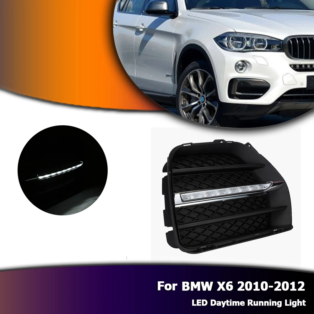 

For BMW X6 E71 2010-2012 Auto Car LED DRL Daytime Running light Bumper Fog Lamp Covers White Daylights D35