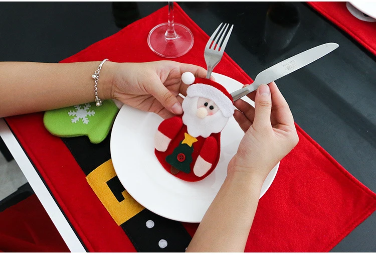 Набор столовых приборов из 3 предметов с изображением снеговика Санты, ножи, держатель для сумки, карманы, настольный декор для ужина, Рождества, Нового года, рождественские украшения для дома