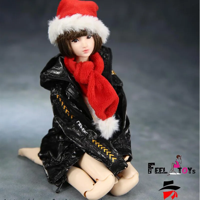 

1: 6 Scale sculpt shape DIY Christmas Plush toy Red Hat and Scarf Suit Patterns Set for 12''Action Figures Organs Accessories