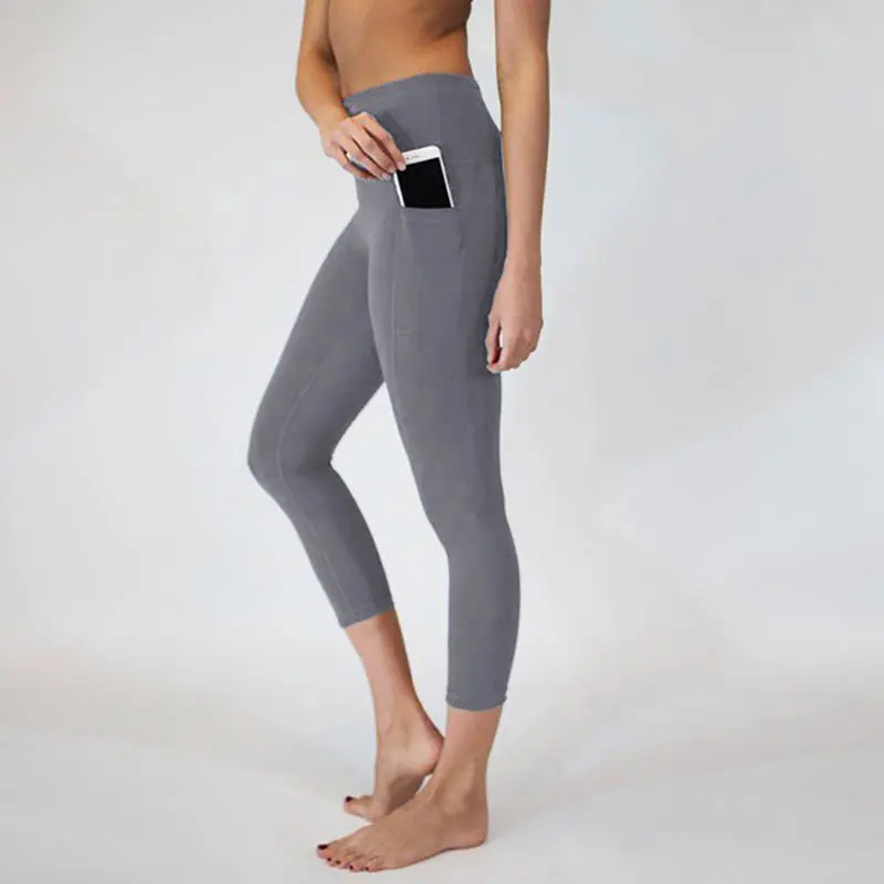 

2019 High Elasticity Yoga Pants With Pockets Sport Leggings Workout Running Pants Tight Gym Leggings Sport Women Fitness