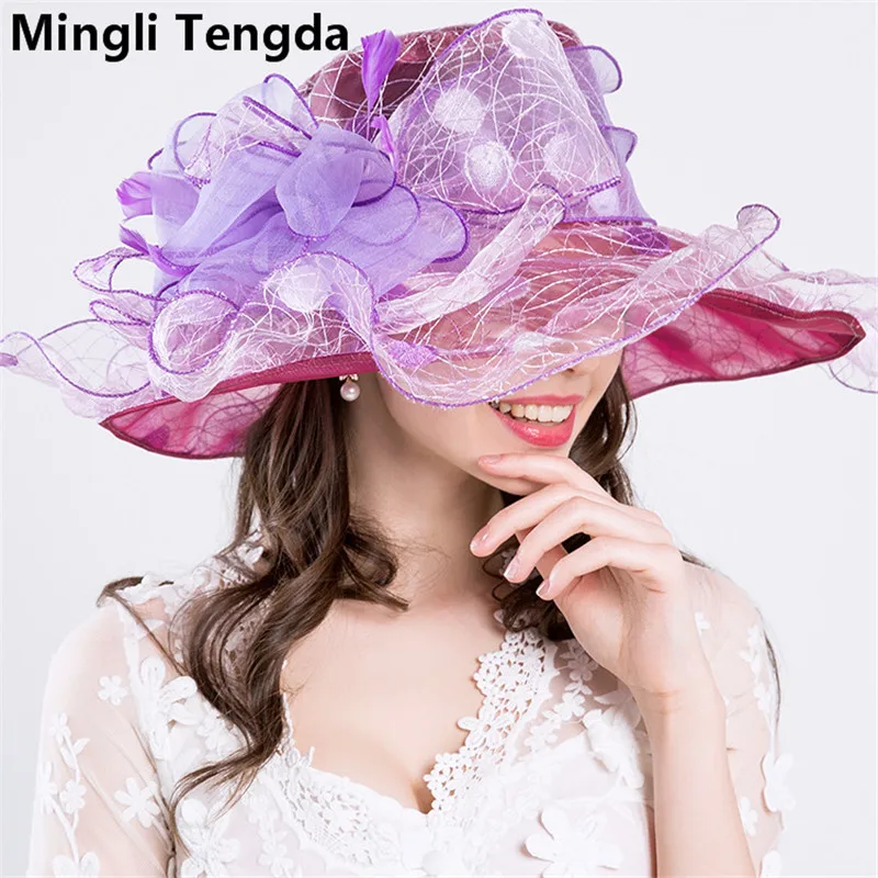 Органза и чародей Свадебные шляпы для женщин Элегантная Свадебная шапка с цветком chapeau de mariage свадебные аксессуары mingli Tengda
