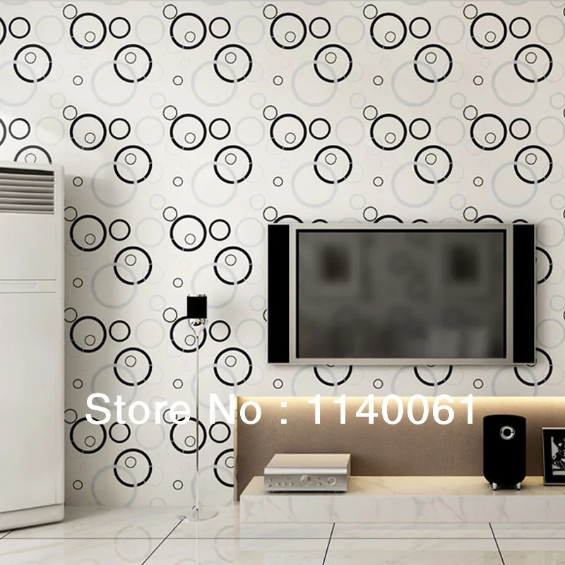 wallpapers Circulo Listrado Preto E Branco moderno rolo de papel parede circulo para sala estar preto branco listrado contemporaneo tv fundo