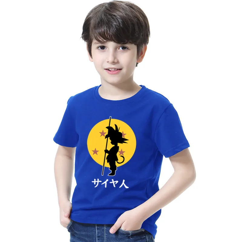 

2018 New Arrive Japan Anime Dragon Ball Z Print T Shirt Super Saiyan Son Goku Printed Tees Tops Boys T-Shirt Kids Cotton Tshirt