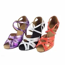 HXYOO/Новое поступление; Танцевальная обувь для сальсы; бальные туфли; женская обувь для латиноамериканских танцев; Каблук 4,5-8,5 см; цвет золотистый, Серебристый; мягкая подошва; JYG862