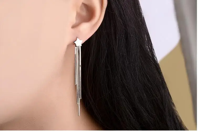 925 Sterling Silver Earrings Starlight Ear Dangle Women Fashion Jewelry EH172