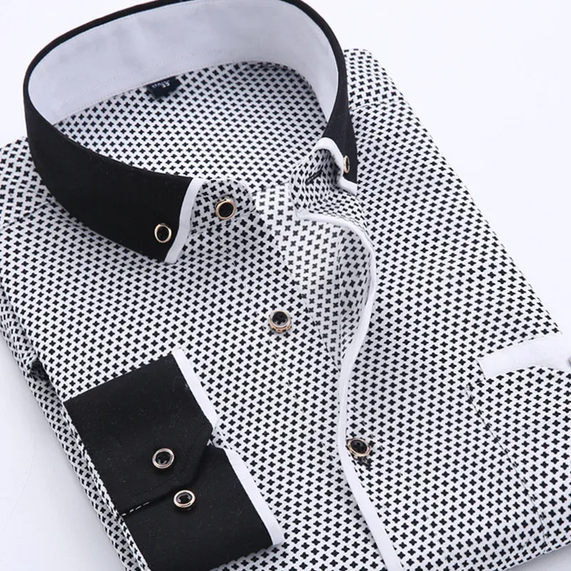 Big Size 4XL Men Dress Shirt 2016 New Arrival Long Sleeve Slim Fit Button Down Collar High Quality Printed Business Shirts M014 Big Size 4XL Men Dress Shirt 2016 New Arrival Long Sleeve Slim Fit Button Down Collar High Quality Printed Business Shirts M014