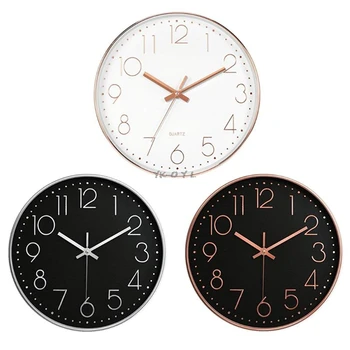 

12 Inch Creative Nordic Style Simple Modern Wall Clock Battery Operated Round Silent Non-Ticking Digital Quiet Sweep Home Office