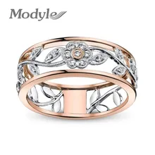 Modyle талисманы розовое золото цвет Защита от солнца цветок кольца для женщин нержавеющая сталь полый кристалл со стразами Jewelry Anillos