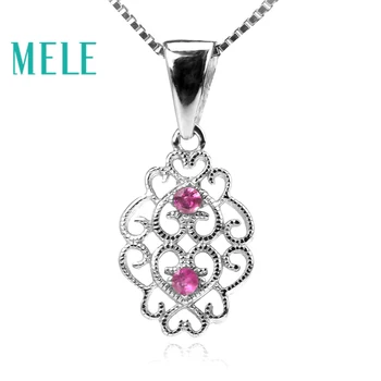 

Natural Ruby 925 silver pendants for women,0.04ctX2 1.8mm round cut ruby gemstone fine jewelry hot style fashion and trendy