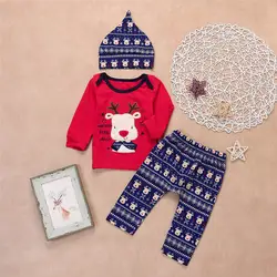 Xmas с рисунками героев мультфильма комплекты детской одежды повседневная детская одежда Симпатичные удобные в повседневной roupas infantis
