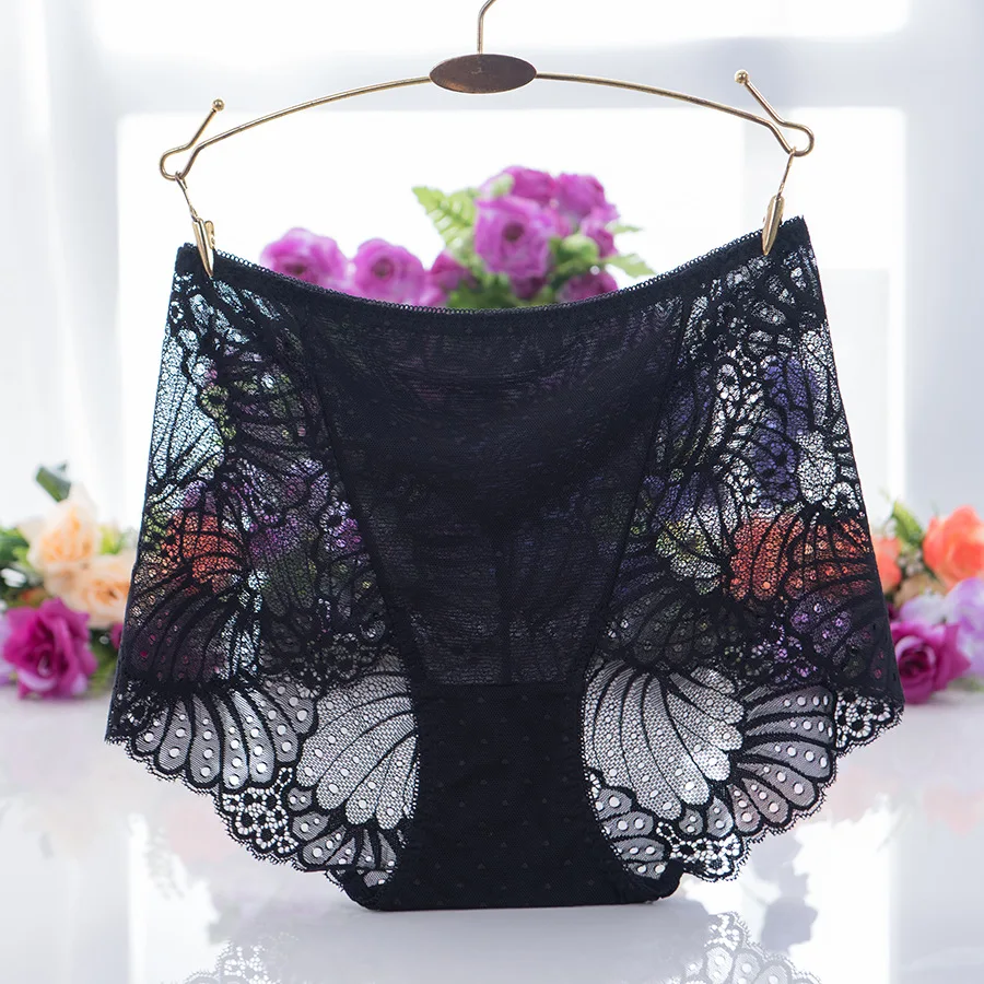 

3pcs/lot Women High Waisted Briefs Sexy Transparent Panties With Lacy Trim Women's Pants Large Sizes XL Female Underwear 2019