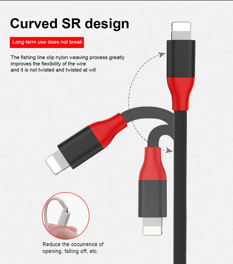 NOHON Nylon Fast Charging Cable Lighting For iPhone X 8 7 6 5S Plus 5C Charge Cord For iPad Air Mini 2 3 Quick Charger Line 1 (8)