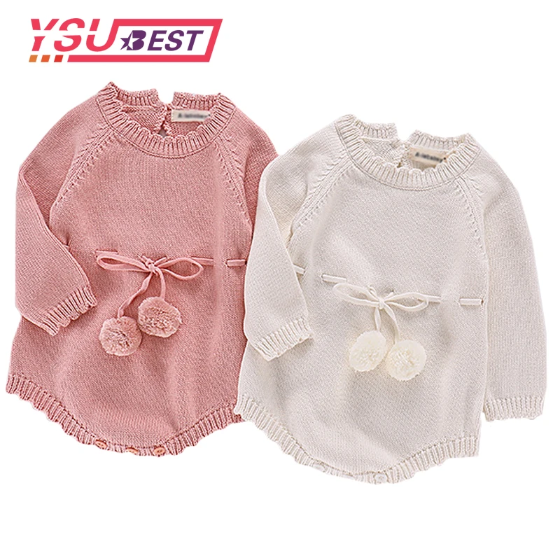 Comprar Pelele de punto para recién nacidos, peleles de ganchillo para niñas, monos con tiras cruzadas, babero, ropa para niños, niñas, niños, monos