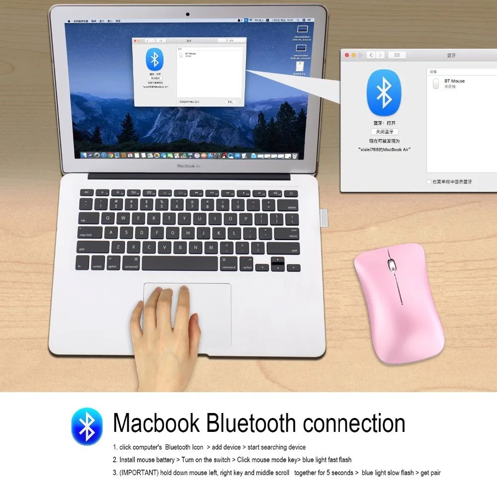 Розовая Беспроводная Bluetooth 3,0 мышь для девочек+ 2,4 ГГц 1600 dpi беспроводная мышь бесшумный щелчок USB перезаряжаемая мышь 3,7 в 8 мА Энергосбережение