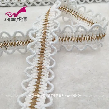 

50Metres Width 34mm White Cotton Wave Lace Trim Belt Hand-Made Diy Wedding Craft Centipede Braided Woven Garment Ribbon Fabric