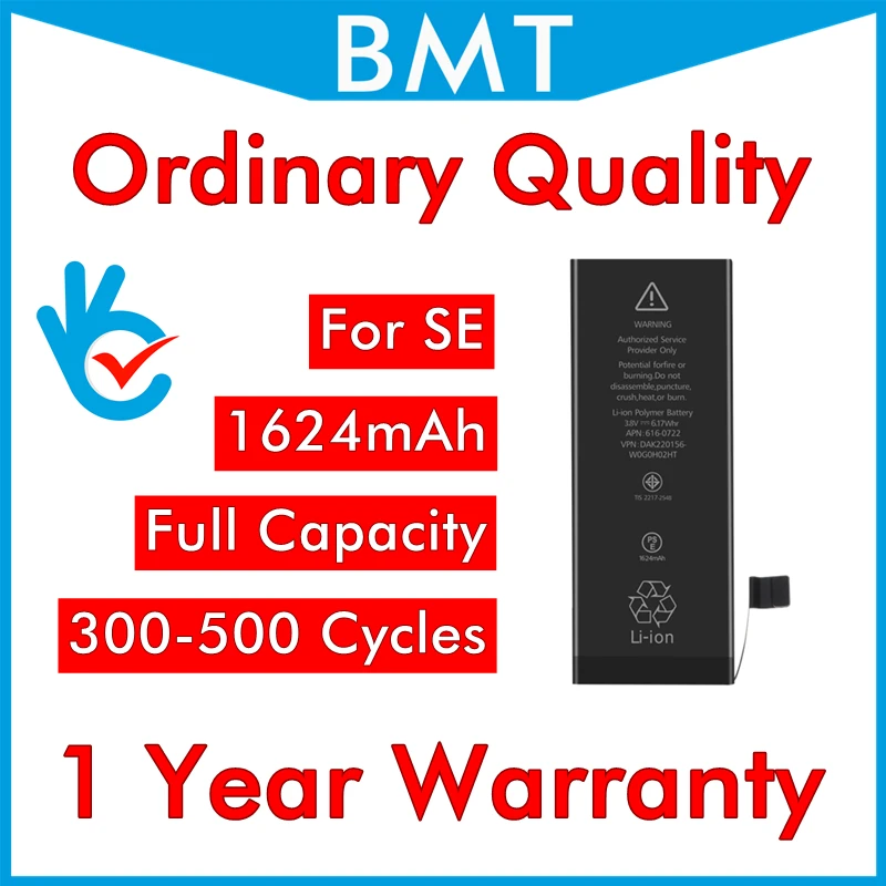 Оригинальный аккумулятор BMT 10 шт./лот для iPhone SE 5SE 0 циклов 1642 мАч 3 7 В замена BMTISEOQ |