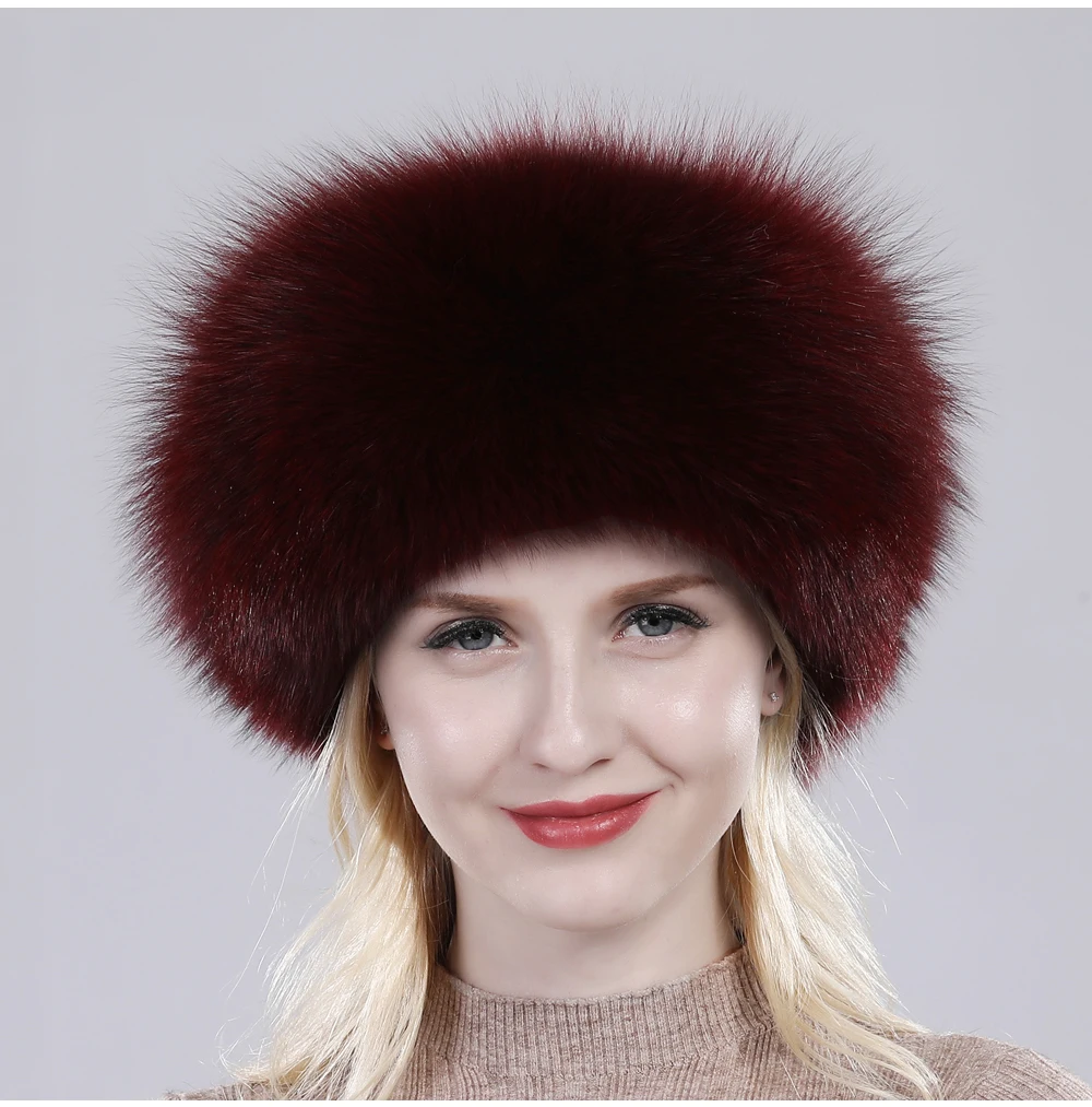 New Style Fashin Girl Genuine Fox Fur Hat Warm Soft Natural Fox Fur Bomber Caps Lady Luxurious Quality Real Fox Fur Hats