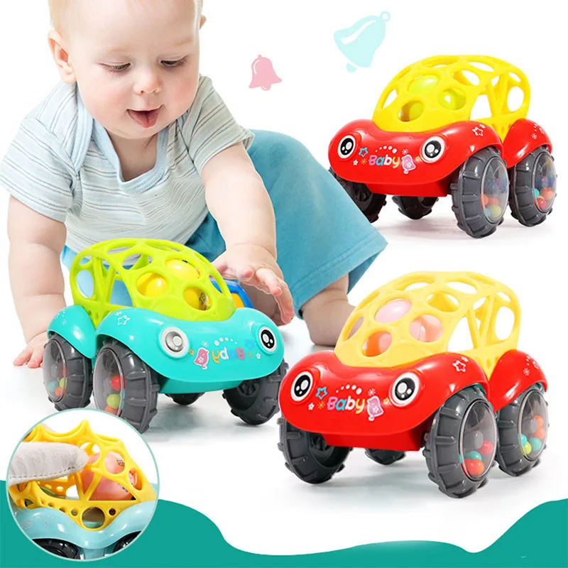 

1pcs Plastic Non-toxic Colorful Animals Baby Hand Jingle Shaking Bell Car Rattles Toys Music Handbell for Kids Color Random