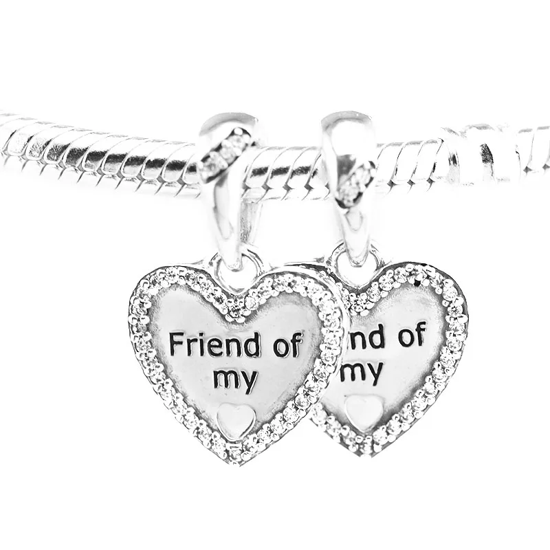 

Fit Brand Bracelets DIY Beads for Jewelry Making Sterling-Silver-Jewelry Hearts of Friendship Charms Silver 925 Berloque Perles