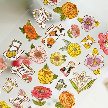 

12PCS/LOT Flower Kitchen Paper Stickers 15*9.5cm DIY Sticky Sticker Gift Colorful Floral Paper Sticker Free Shipping