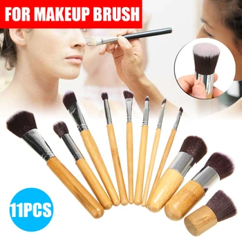 

11Pcs Handle Cosmetic Makeup Brush Set With Bag For Face Powder Foundation Blush Soft Brushes Kits