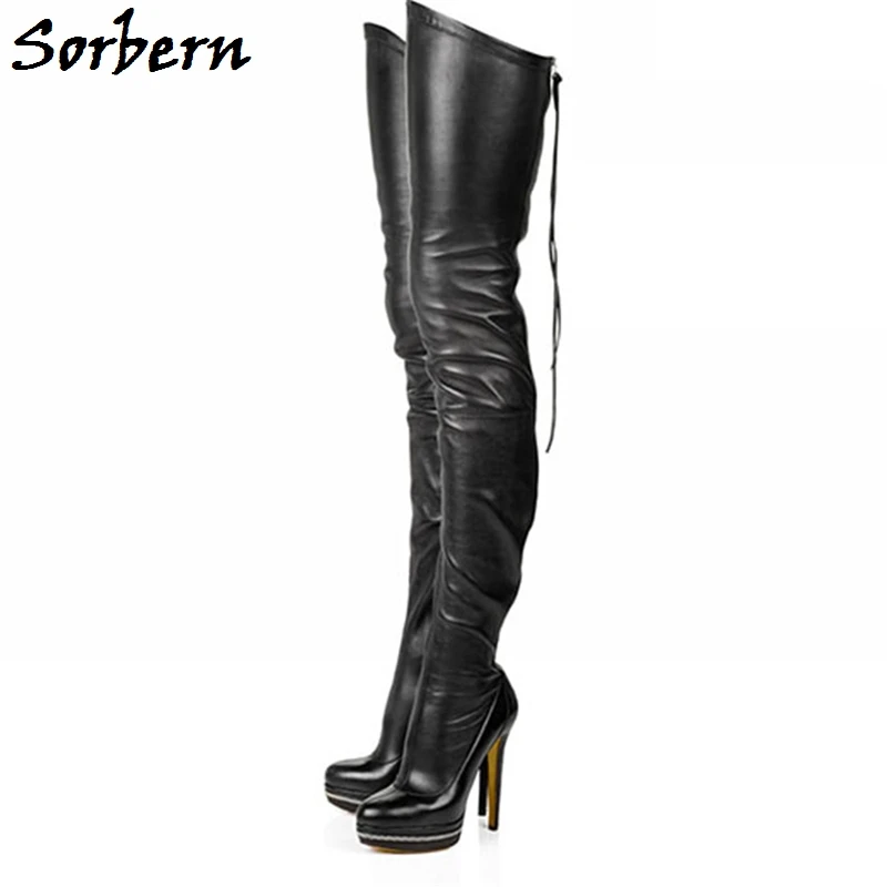 blanco Negro Tamaño Cremallera Las Mujeres Sorbern Negro rojo 6 Del Tinto Muslo vino Mujer Plataforma Tacón Medicina Zapatos Alto Alta De Color Moda Botas Hwq1wT