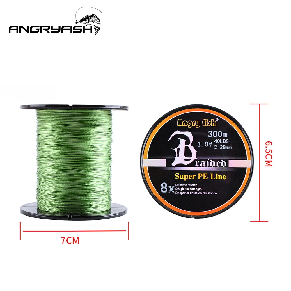 ANGRYFISH الجملة 300 متر 8 السواحل مضفر خيط صنارة الصيد 12 ألوان سوبر PE خط