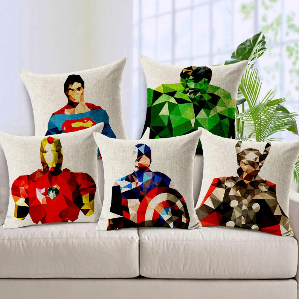 Linen Cotton Super Heros Cushion / Captain America Pillowcase