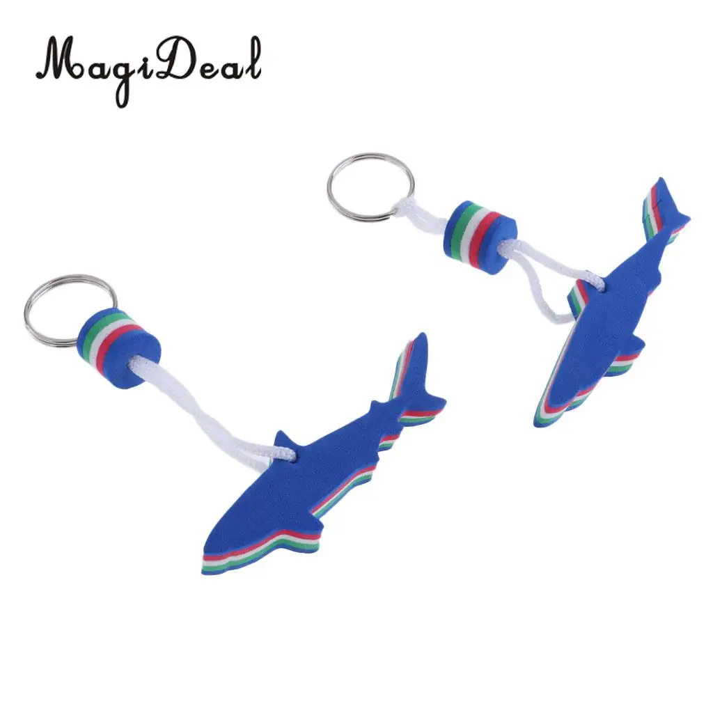 MagiDeal 2x Safety Floating Shark EVA Keychain Keyring Key Float for Swimming Pool Surfing Marine Boat Yachting Sailing Rafting