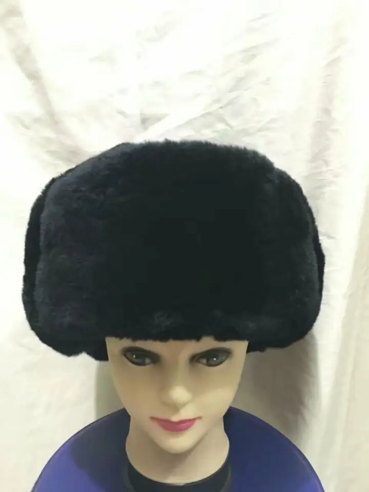 Русская зимняя меховая шапка для мужчин Настоящий мех кролика шапка осень зима теплая H204