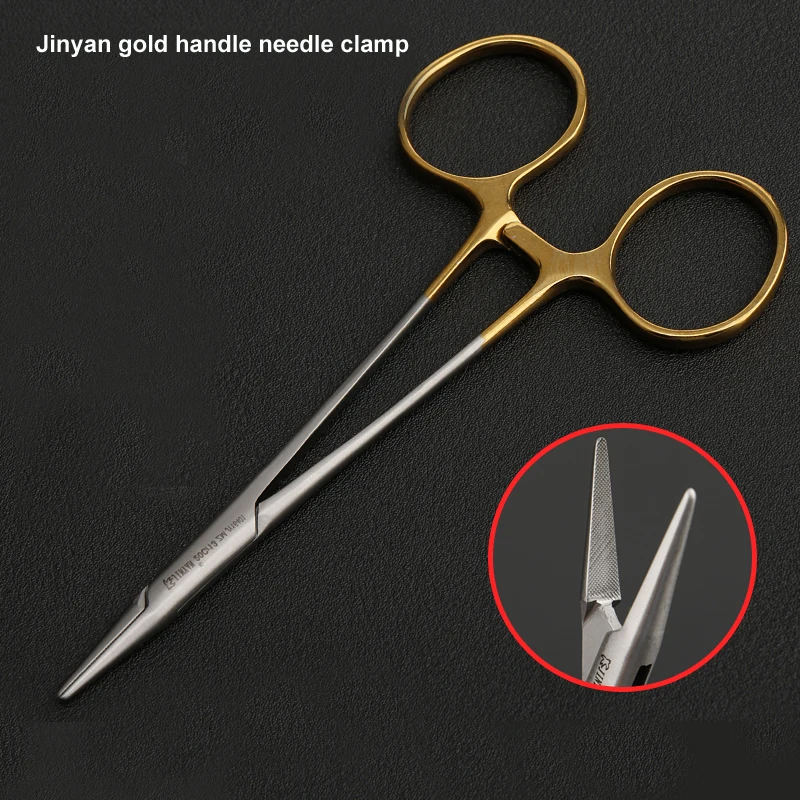 Tiangong gold handle needle holder double eyelid surgery tool Jinyan needle clamp insert with scissors multi 4