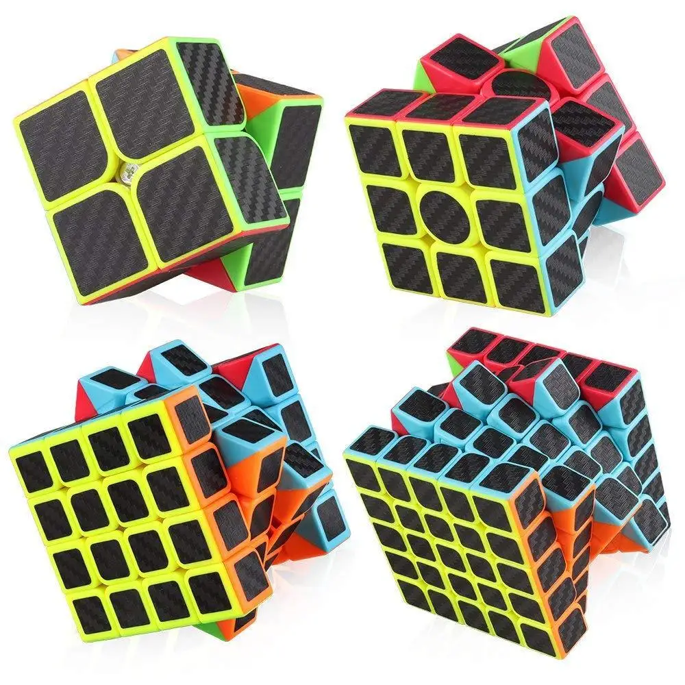 Z Cube 4 шт. набор магических кубиков 2x2 3x3x3 4x4x4 5x5x5 наклейка из углеродного волокна