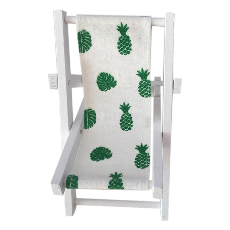 Мини-пляжный стул с узором, Складывающийся деревянный стул, вечерние аксессуары для кукольного домика - Цвет: Green