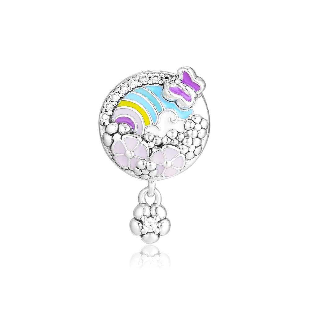 

Fits Pandora Bracelet Flower Color Story Charm Original 925 Sterling Silver Beads for Jewelry Making kralen perles Charms Bead