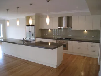 

Huge straight kitchen furniture with island in center