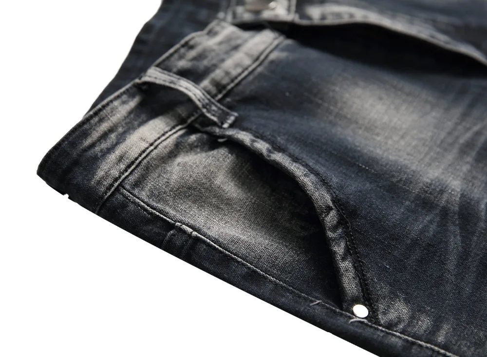 Джинсы Для мужчин 2019 новые модные рваные джинсовые брюки Винтаж мужской Проблемные тонкий байкерские джинсы Для мужчин; эластичные штаны