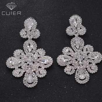 

exquisite Flower drop rhinestones earring for women clear drop wedding decorations good quality shiny stone ER-35