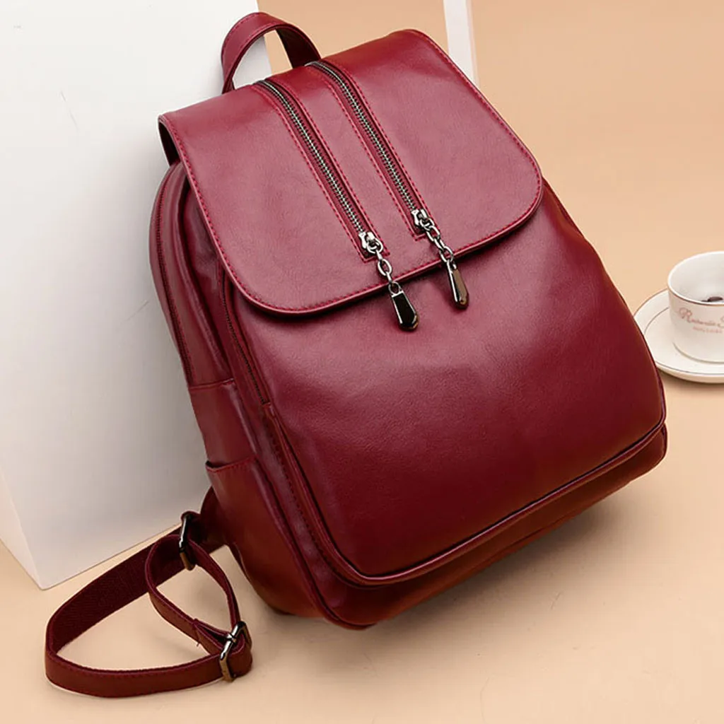 Модный рюкзак для путешествий, корейский женский рюкзак для отдыха, Студенческая школьная сумка, мягкая женская сумка из искусственной кожи высокого качества - Цвет: Red