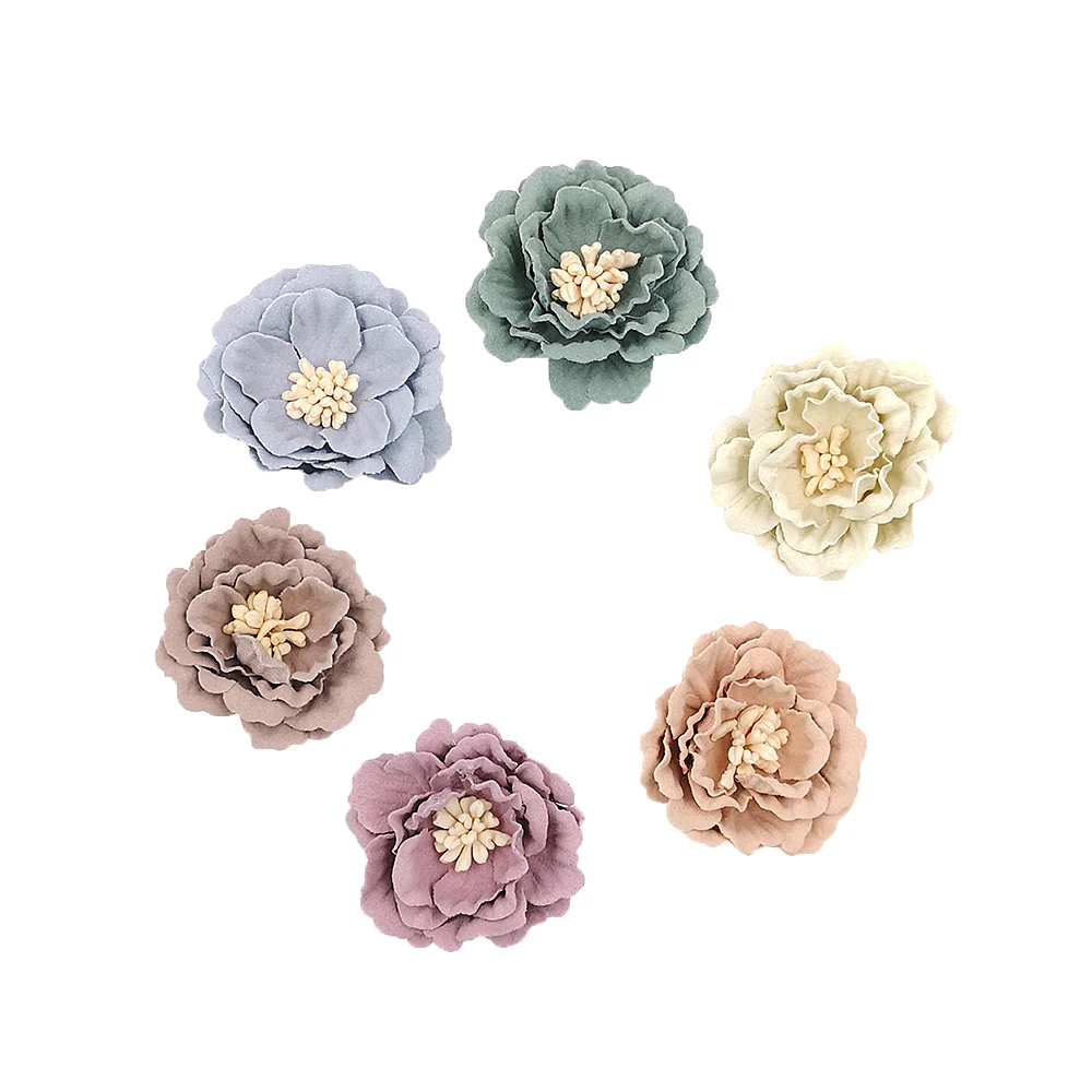 

12pcs/lot 4cm 6Colors Fabric Faux Flower Luxury Wedding Indoor Decor Baby Girls Photo Props Hair Accessory Kidocheese