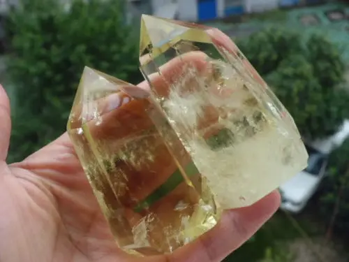 

huij 00606 2 NATURAL CITRINE QUARTZ CRYSTAL POINT HEALING China