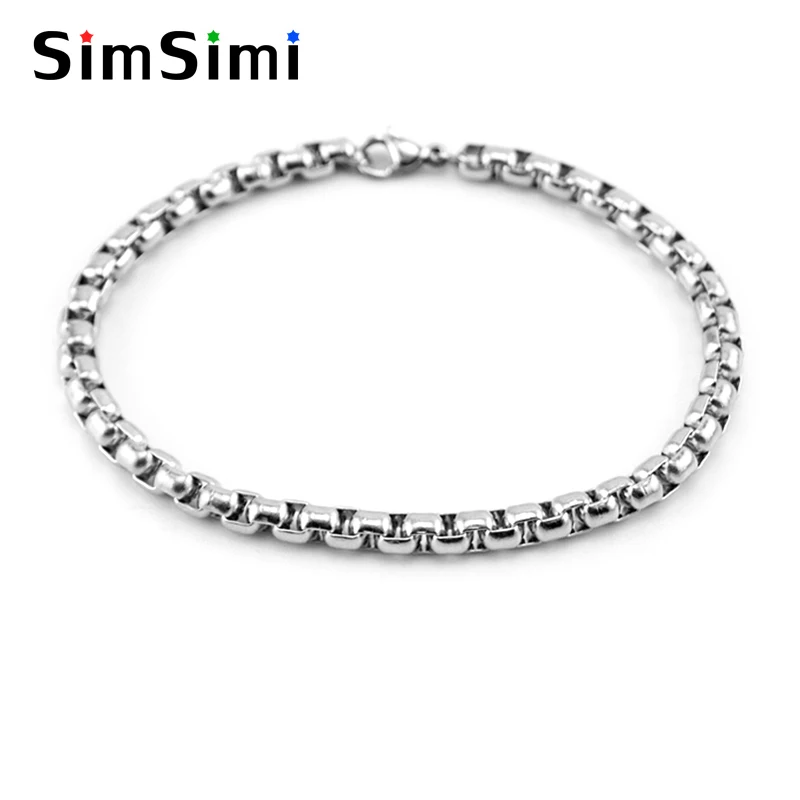 

Simsimi pulseira masculina Stainless Steel Box chain bracelets Square Rolo Bracelets bangle For MENS Jewelry gift Good quality