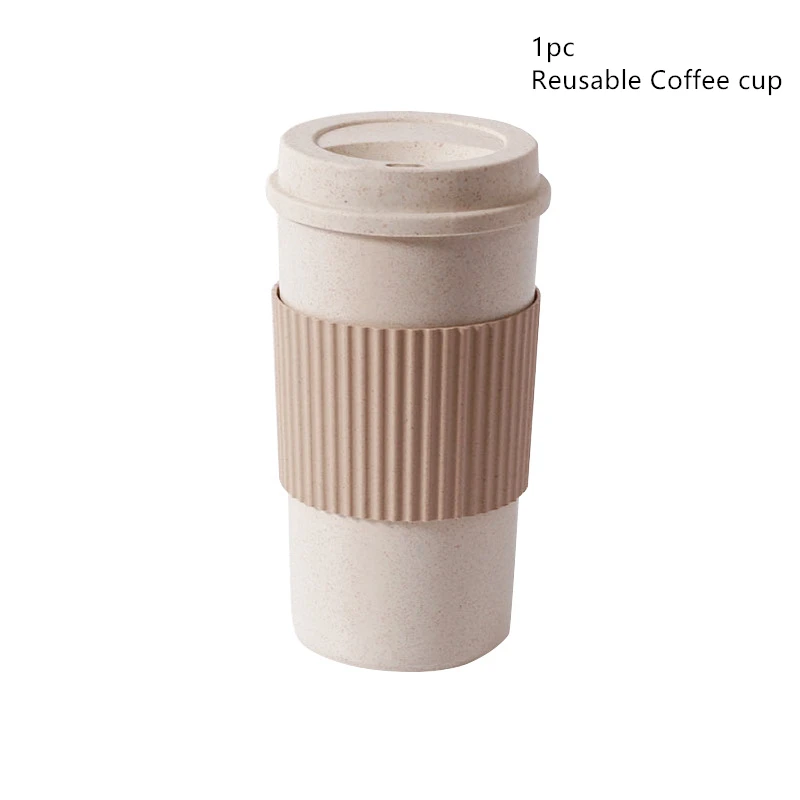 1PC Reusable Coffee Cup Travel Anti-scalding Coffee Mugs with Stir Lid Wheat Stalk PP Cup Sleeve BPA Free Milk Cups Outdoor Mugs 1PC Reusable Coffee Cup Travel Anti-scalding Coffee Mugs with Stir Lid Wheat Stalk PP Cup Sleeve BPA Free Milk Cups Outdoor Mugs