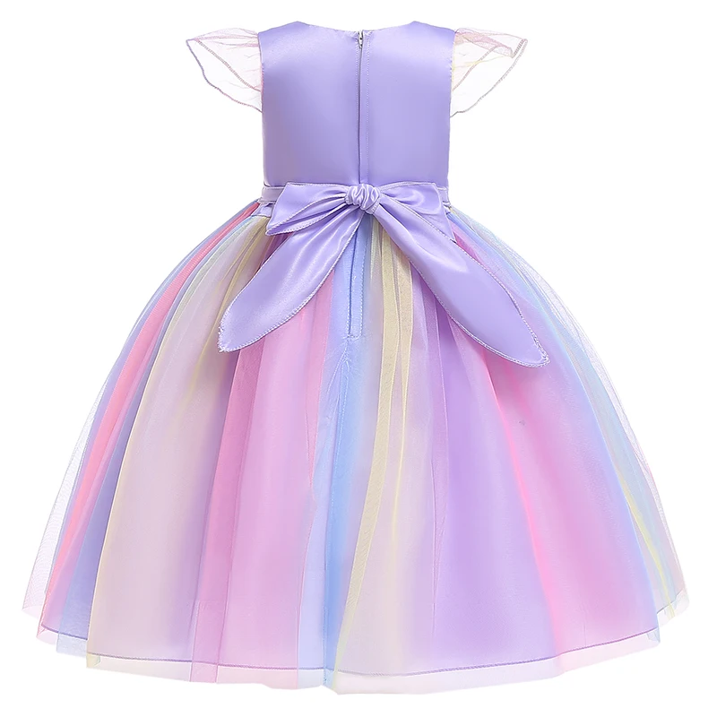 Платья-пачки для девочек с единорогом и радужными цветами, ободок с рогом, обруч для волос, комплект для детей, вечерние платья для костюмированной вечеринки