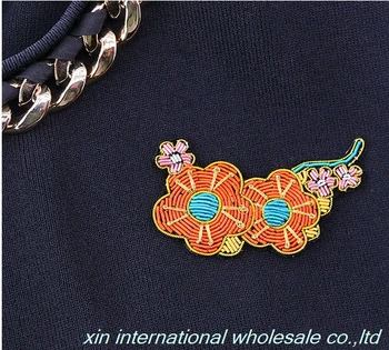

Wintersweet flowers badge Metal silk handmade embroidery badges unique pin badge Clothes hat bag gay pride